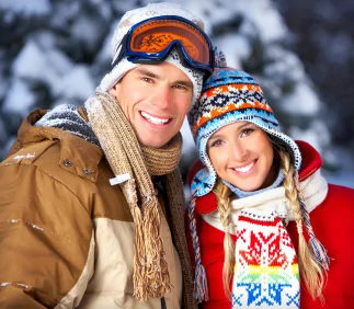 Couple with dental crowns in Trinity, FL.